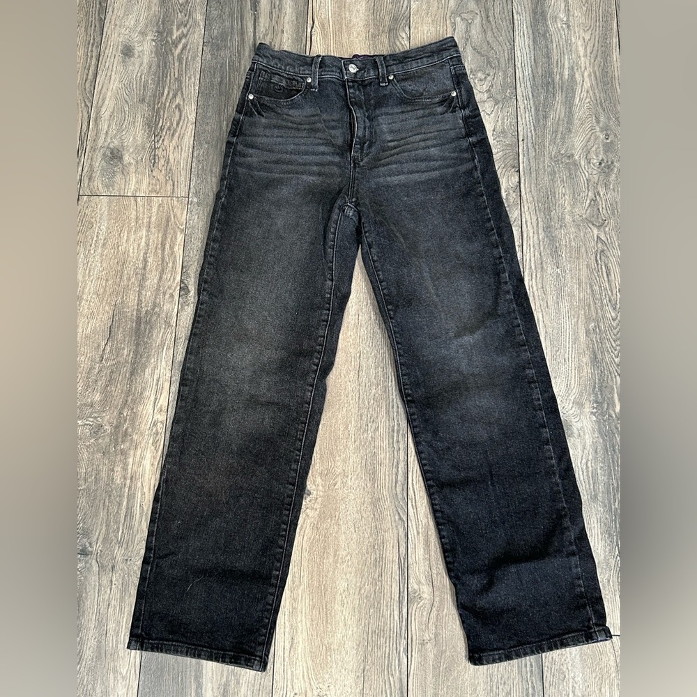 Women’s Gloria Vanderbilt Black High Waisted Straight Wide leg Jeans Size 6